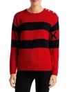 KARL LAGERFELD WOMENS STRIPED KNIT PULLOVER SWEATER