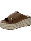 Andre Assous Calesa Womens Leather Slip-on Flatform Sandals In Brown