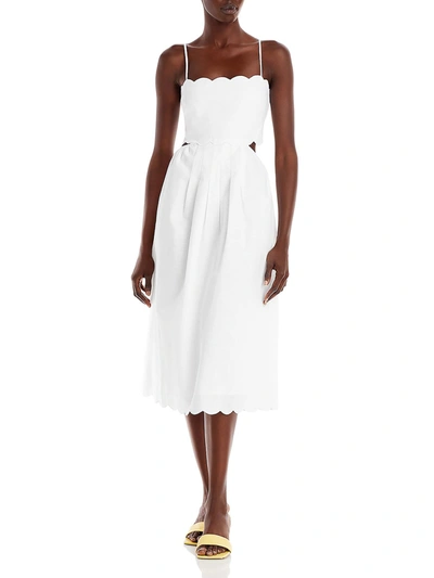 Lucy Paris Womens Linen Blend Cut-out Midi Dress In White
