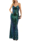 NEXT UP JUNIORS WOMENS SEQUINED LONG EVENING DRESS