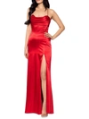 BLONDIE NITES JUNIORS WOMENS LACE-UP BACK MAXI EVENING DRESS