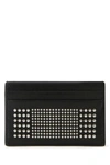 Alexander Mcqueen Black Card-holder With Silver-finished Studs In Leather Man In Black