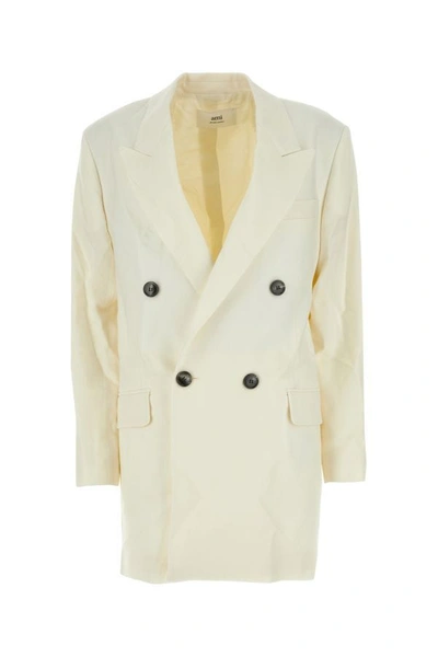 AMI ALEXANDRE MATTIUSSI AMI WOMAN IVORY WOOL OVERSIZE BLAZER