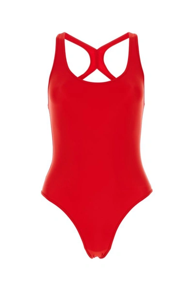 AMI ALEXANDRE MATTIUSSI AMI WOMAN RED STRETCH NYLON SWIMSUIT