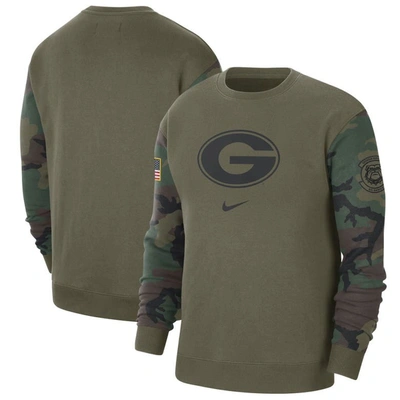 Nike Georgia Club Fleece  Men's College Crew-neck Sweatshirt In Green