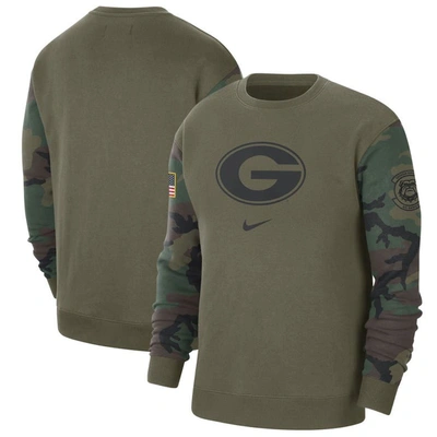 Nike Georgia Club Fleece  Men's College Crew-neck Sweatshirt In Olive