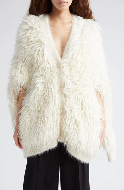 Stella Mccartney Oversized Shaggy Cardigan In Pure White