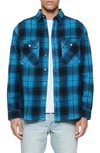 Purple Brand Oversize Plaid Flannel Button-up Shirt In Blue