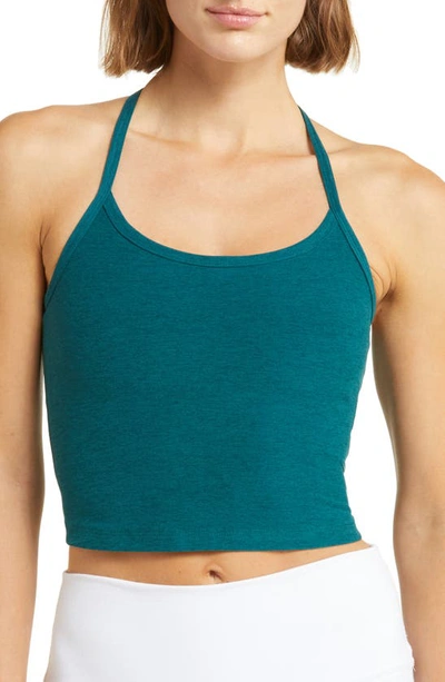 Beyond Yoga Spacedye Slim Racerback Cropped Tank In Lunar Teal Heather