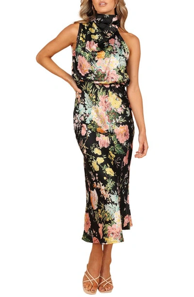 Petal And Pup Womens Anabelle Halter Neck Maxi Dress In Black Floral