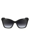 Longchamp Le Pliage 54mm Gradient Cat Eye Sunglasses In Black