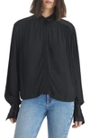 Rag & Bone Aubrey Pleated Long-sleeve Top In Black