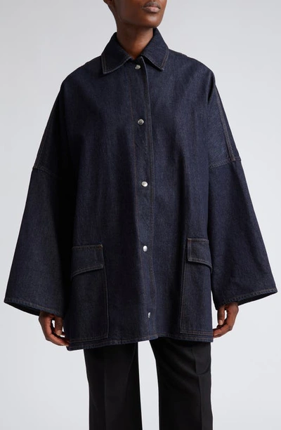 Totême Oversize Denim Overshirt Jacket In Blue