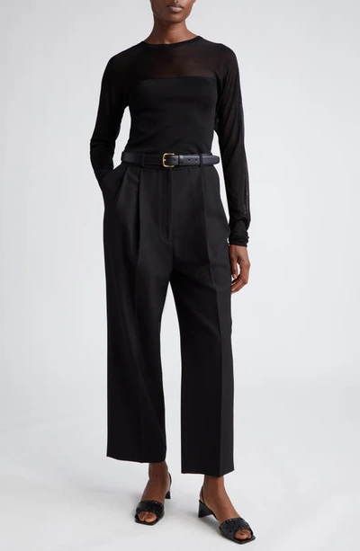 Totême Black Semi Sheer Evening Top In Viscose Woman