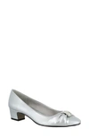 Easy Street Waive Square Toe Pump In Silver Satin