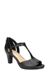 Easy Street Flash Womens Zipper Man Made T-strap Heels In Black