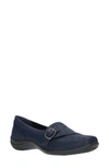 Easy Street Cinnamon Womens Faux Suede Slip On Loafers In Navy