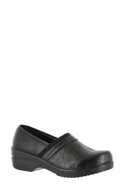 Easy Street Easy Works By  Bind Slip-on Clogs In Black Smooth