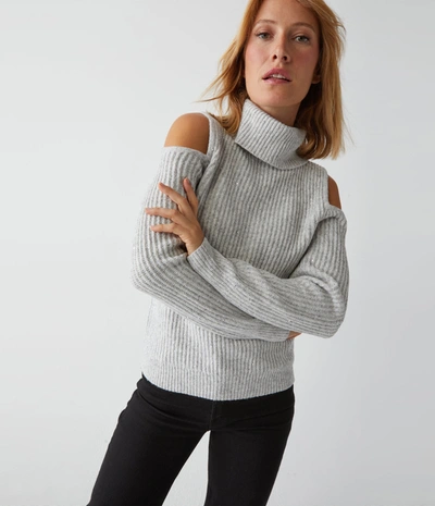Michael Stars Elisabeth Cold Shoulder Sequin Sweater In Heather Grey