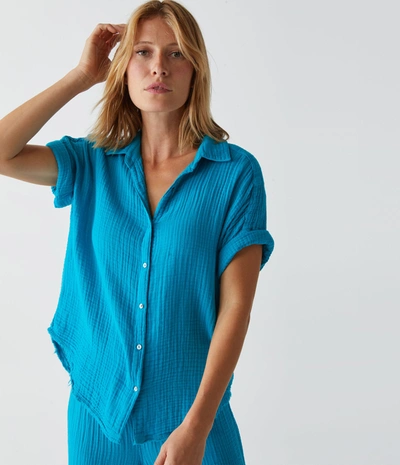 Michael Stars Bailey Gauze Button Down Shirt In Corsica