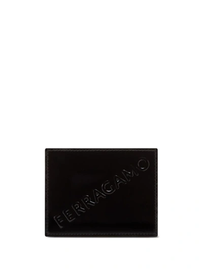 Ferragamo Logo Leather Wallet In Black