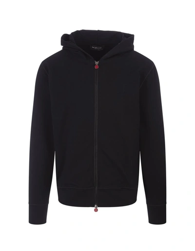 Kiton Slogan-print Cotton Hoodie In Black