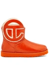 Ugg X Telfar Mens Tan Crinkle-texture Leather Ankle Boots In Orange
