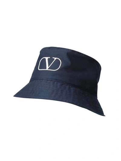 Valentino Garavani Logo Embroidered Bucket Hat In Blue