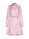 Versace Barocco-print Belted Silk Shirtdress In Pale Pink