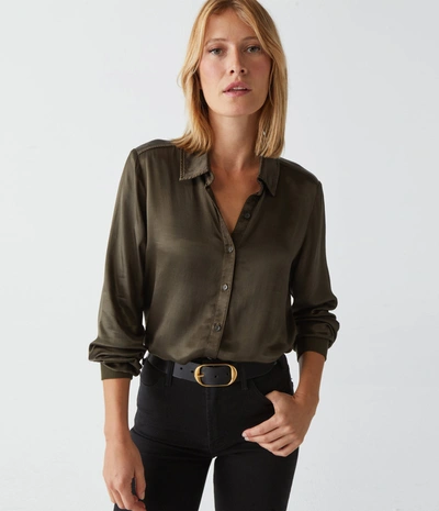 Michael Stars Meredith Satin Button Down Shirt In Dolma