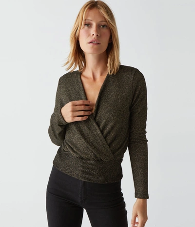 Michael Stars India Sparkle Surplice Top In Black