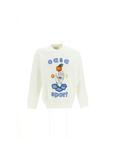 Casablanca 'casa Talisman Beaded' Crew Neck Sweatshirt In White