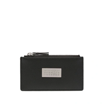 Mm6 Maison Margiela Logo Plaque Zipped Wallet In T8013 Black