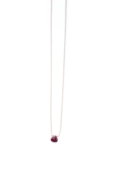 A Blonde And Her Bag Stephanie Delicate Drop Demi Fine Necklace In Ruby In Red