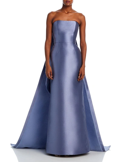 Amsale Womens Strapless Maxi Evening Dress In Blue