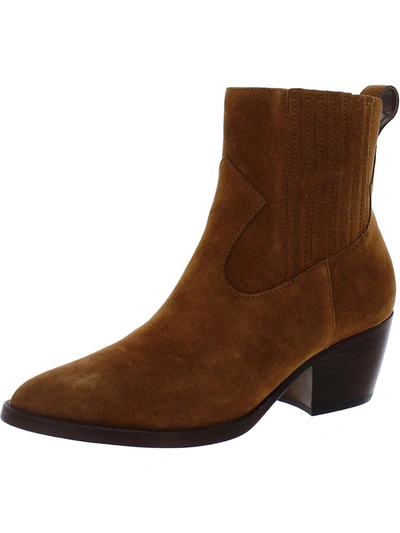 Lauren Ralph Lauren Racquel Womens Suede Pointed Toe Ankle Boots In Brown