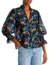 ALICE AND OLIVIA WOMENS SILK FLORAL BLOUSE