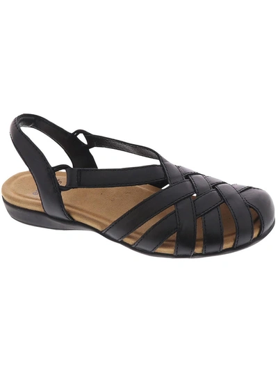 Earth Origins Berri Womens Round Toe Woven Slingback Sandals In Black