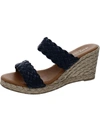 Andre Assous Aria Womens Leather Slip-on Wedge Sandals In Multi