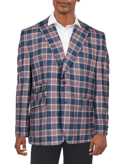 Tayion By Montee Holland Mens Wool Blend Plaid Two-button Blazer In Purple