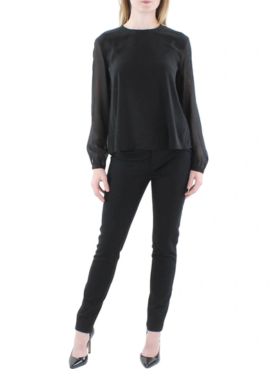 Eileen Fisher Womens Silk Keyhole Back Blouse In Black