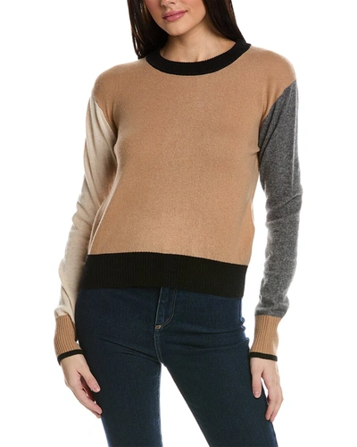 Brodie Cashmere Colorblock Cashmere Sweater In Brown