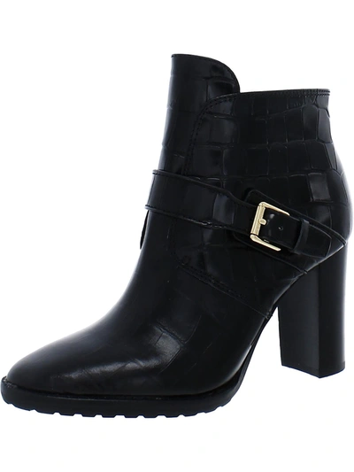 Lauren Ralph Lauren Mailyn Womens Leather Embossed Ankle Boots In Black
