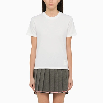 THOM BROWNE THOM BROWNE | WHITE T-SHIRT WITH TRICOLOUR DETAIL