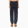 ALANUI BLUE REGULAR JEANS WITH FLORAL PATTERN