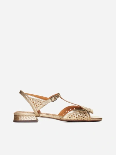 Chie Mihara Tencha Caged Leather Sandals In Gold