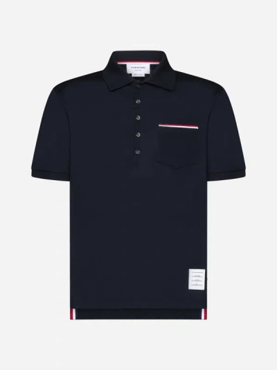 Thom Browne Cotton Polo Shirt In Navy