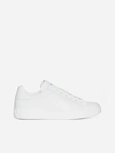 Dolce & Gabbana Portofino Leather Trainers In White