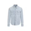 Bottega Veneta Light Washed Denim Shirt With Snap Buttons In Blue