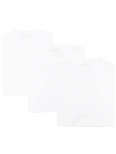 Prada Triangle-logo Short-sleeve T-shirt In Bianco